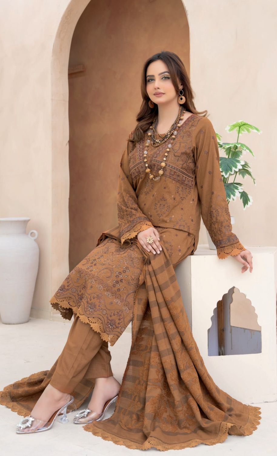 Anchal  Winter Collection Women Leather Slub