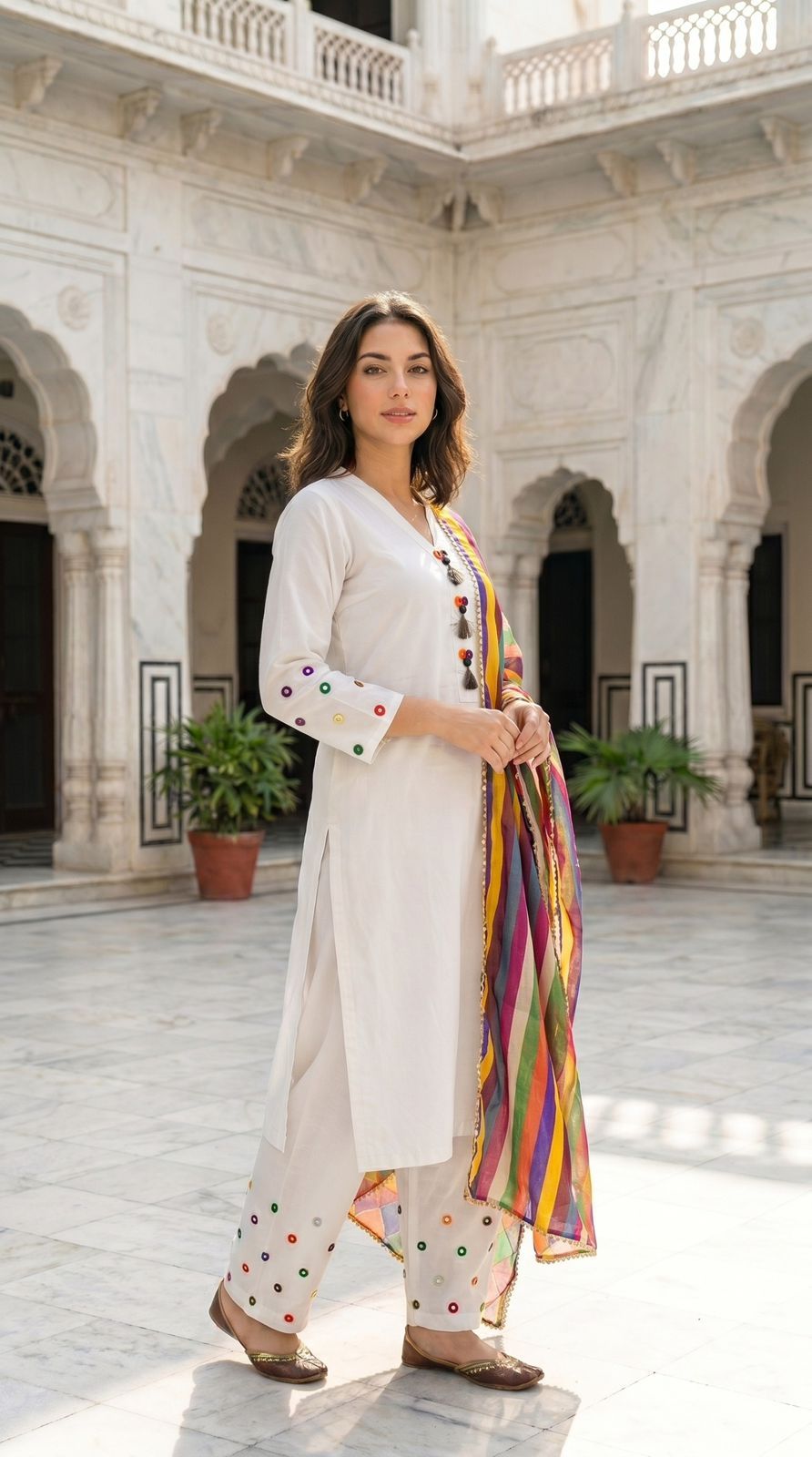 W028 Women Mirror Work Cotton