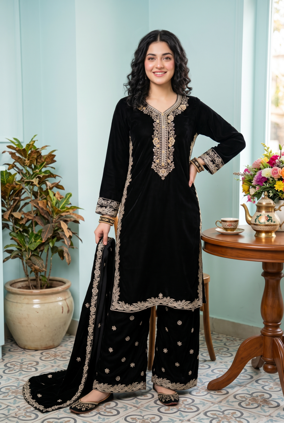 W4632 Women Velvet 