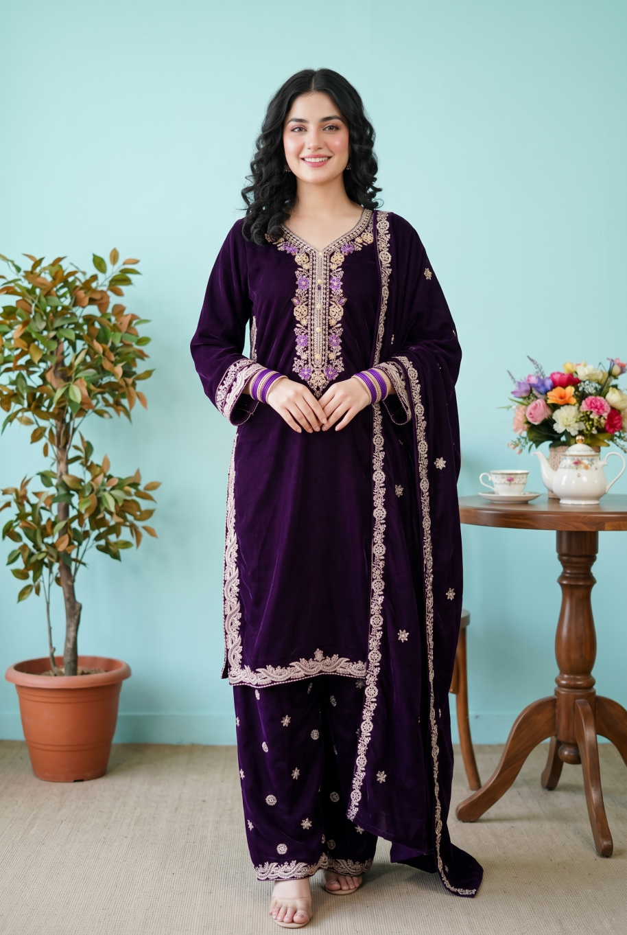 W4632 Women Velvet 